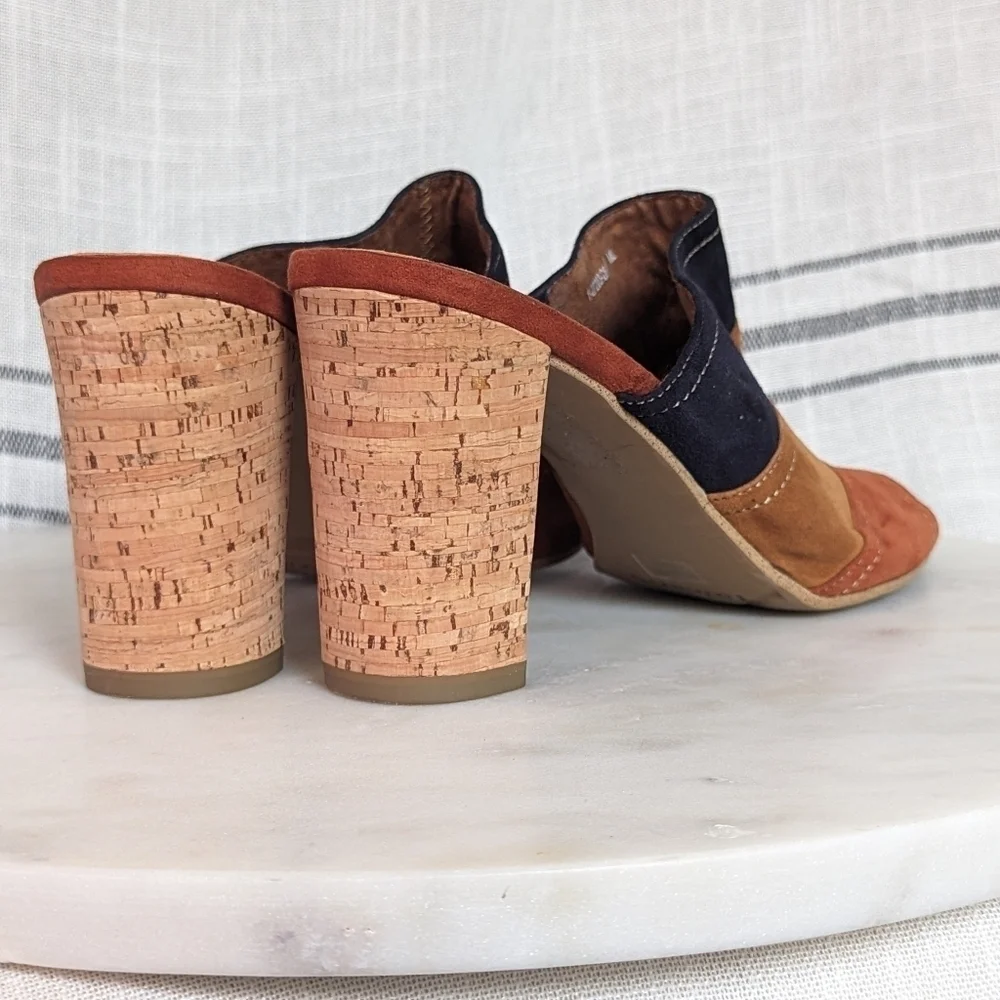 Tamaris Suede Colorblock‎ Slip-On Cork Heels